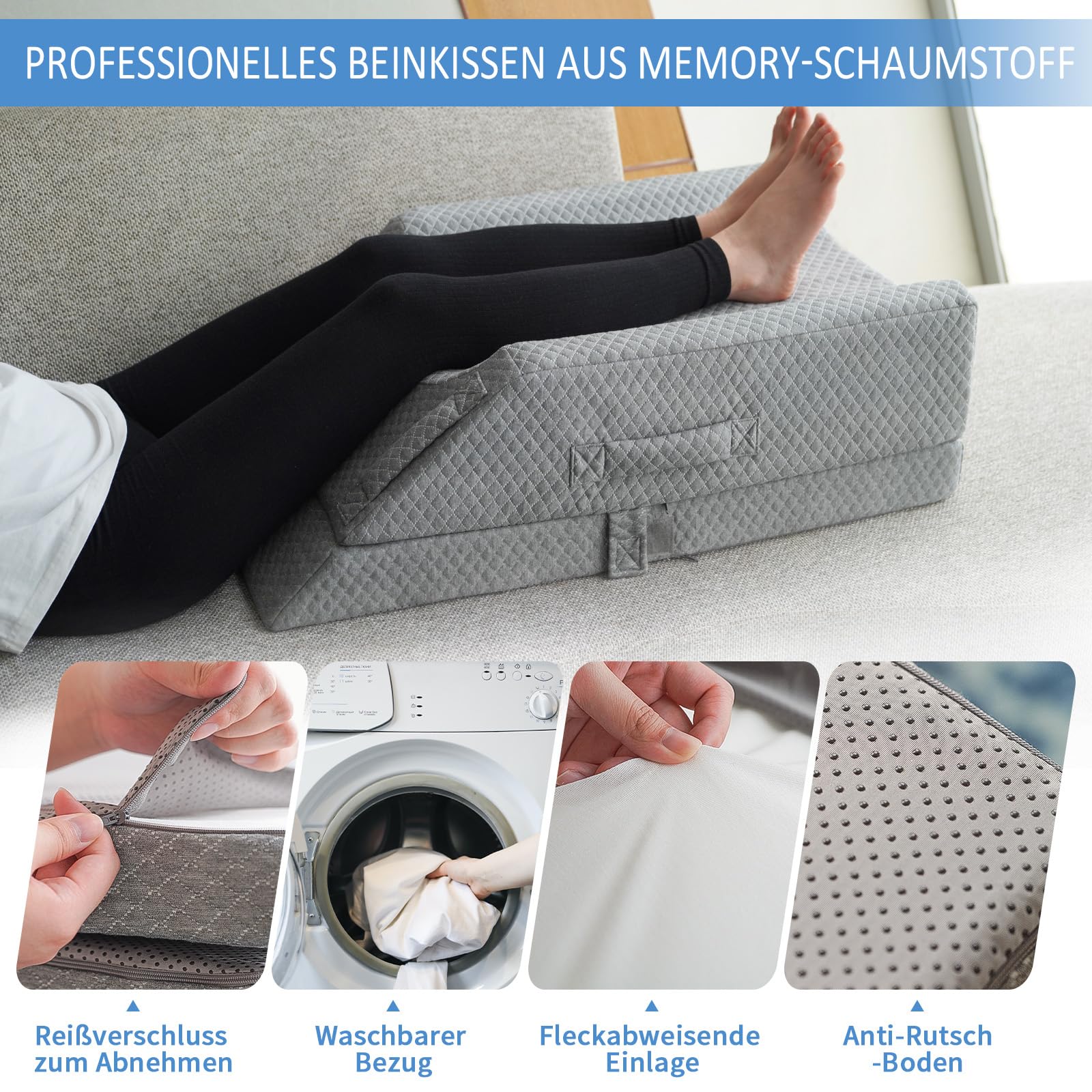 KingPavonini Venenkissen Beinhochlagerungskissen für Schwellungen nach der Operation, Beinkissen aus Memory-Schaumstoff, für die Blutzirkulation, Ischias zurück Knie Hüfte Knöchel Schmerzlinderung