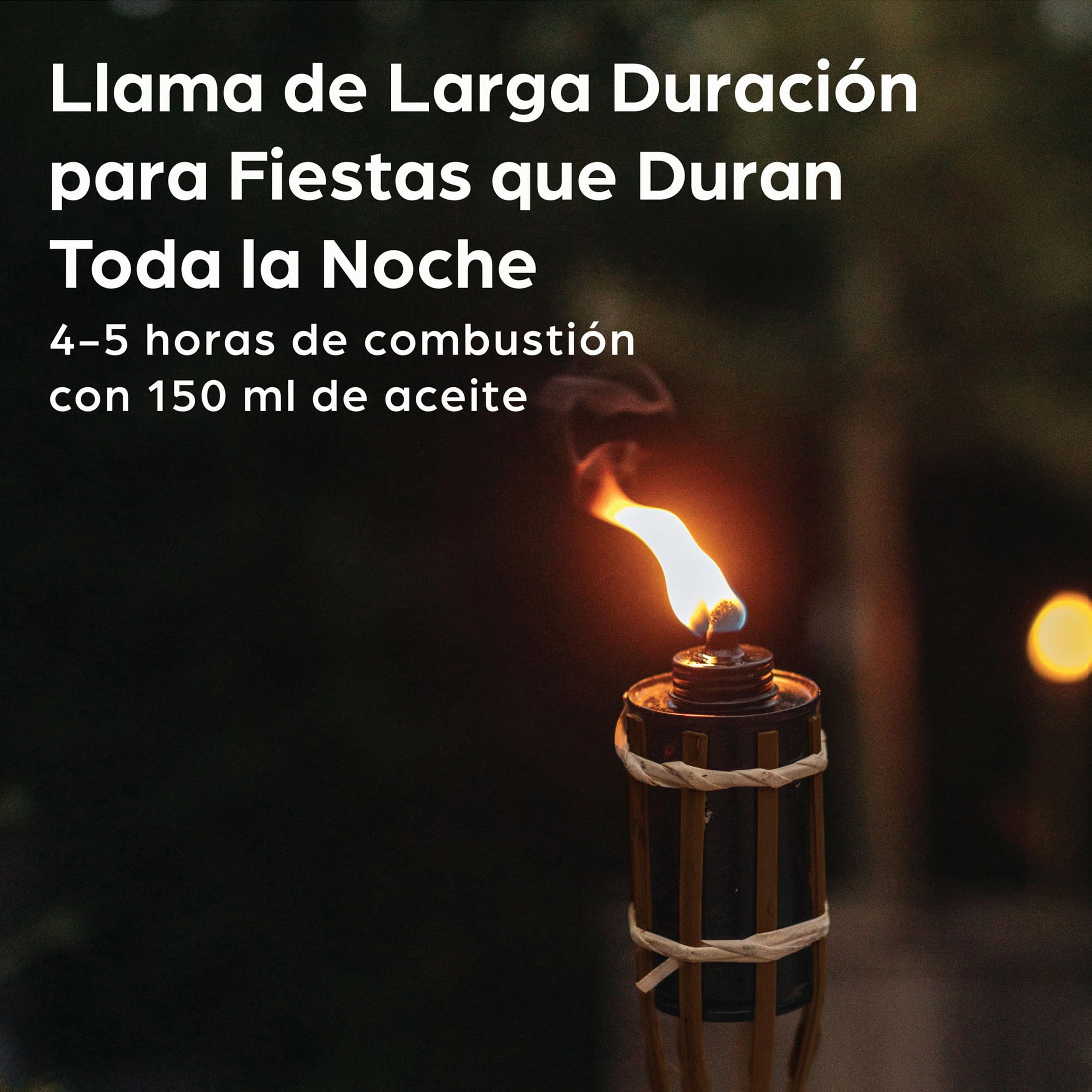 Antorchas Jardín en Bambú 90 CM - 10 Antorchas con 10 Extra Mechas - Larga Duración del Fuego - Recargables
