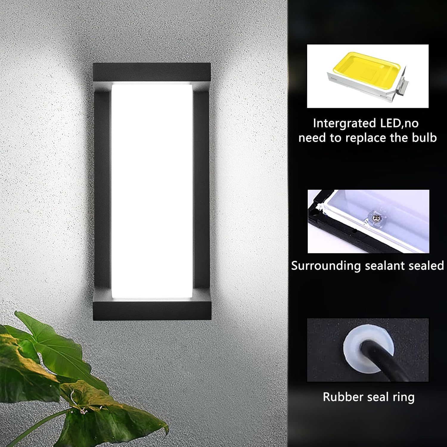 Outdoor Light Fixtures Wall Mount 2 Pack, 3 Colors & Dimmable Exterior Wall Lights for House, Front Porch & Patio