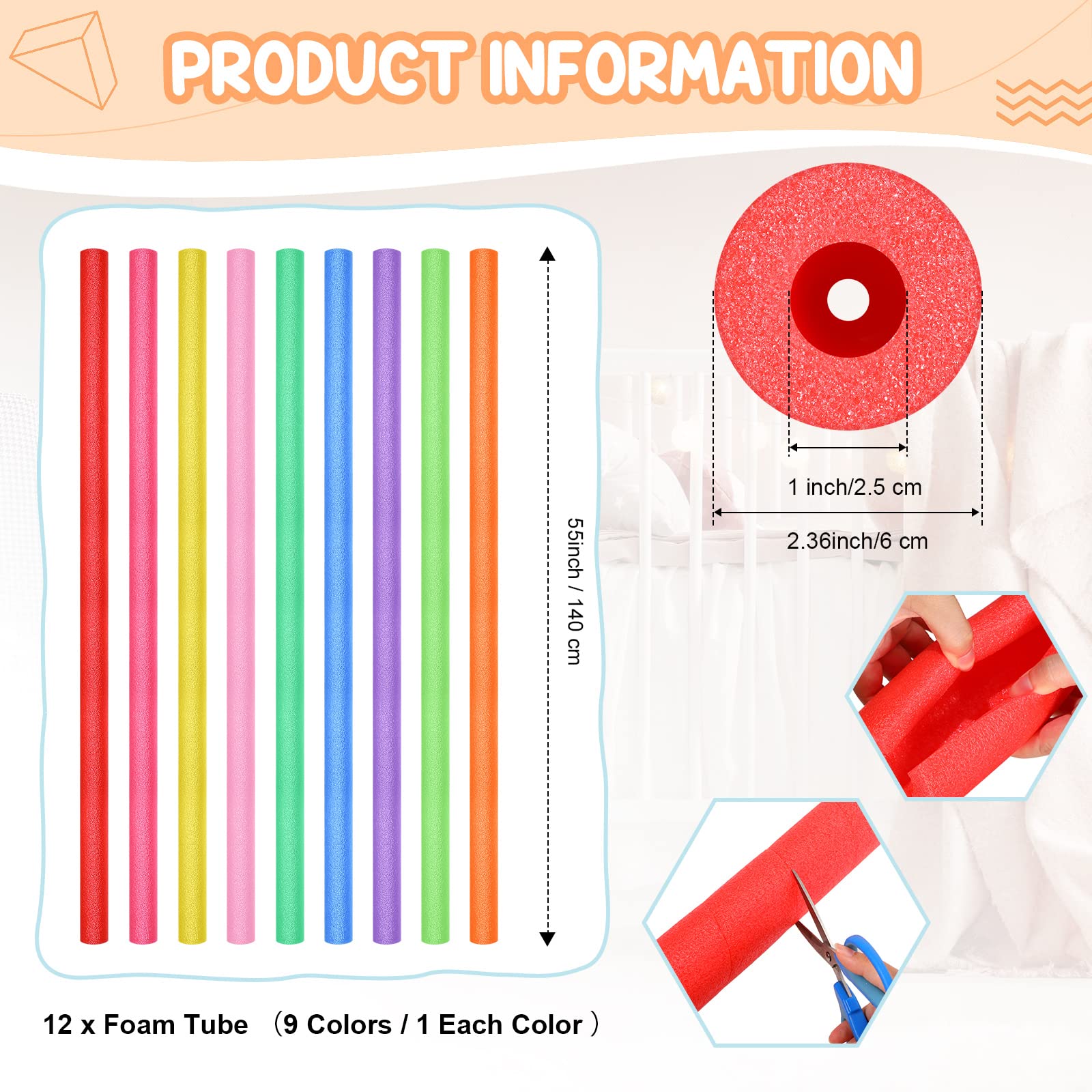 Colarr 18 Pcs Pool Noodles Bulk 55 Inch Jumbo Pipe Insulation Foam Tube