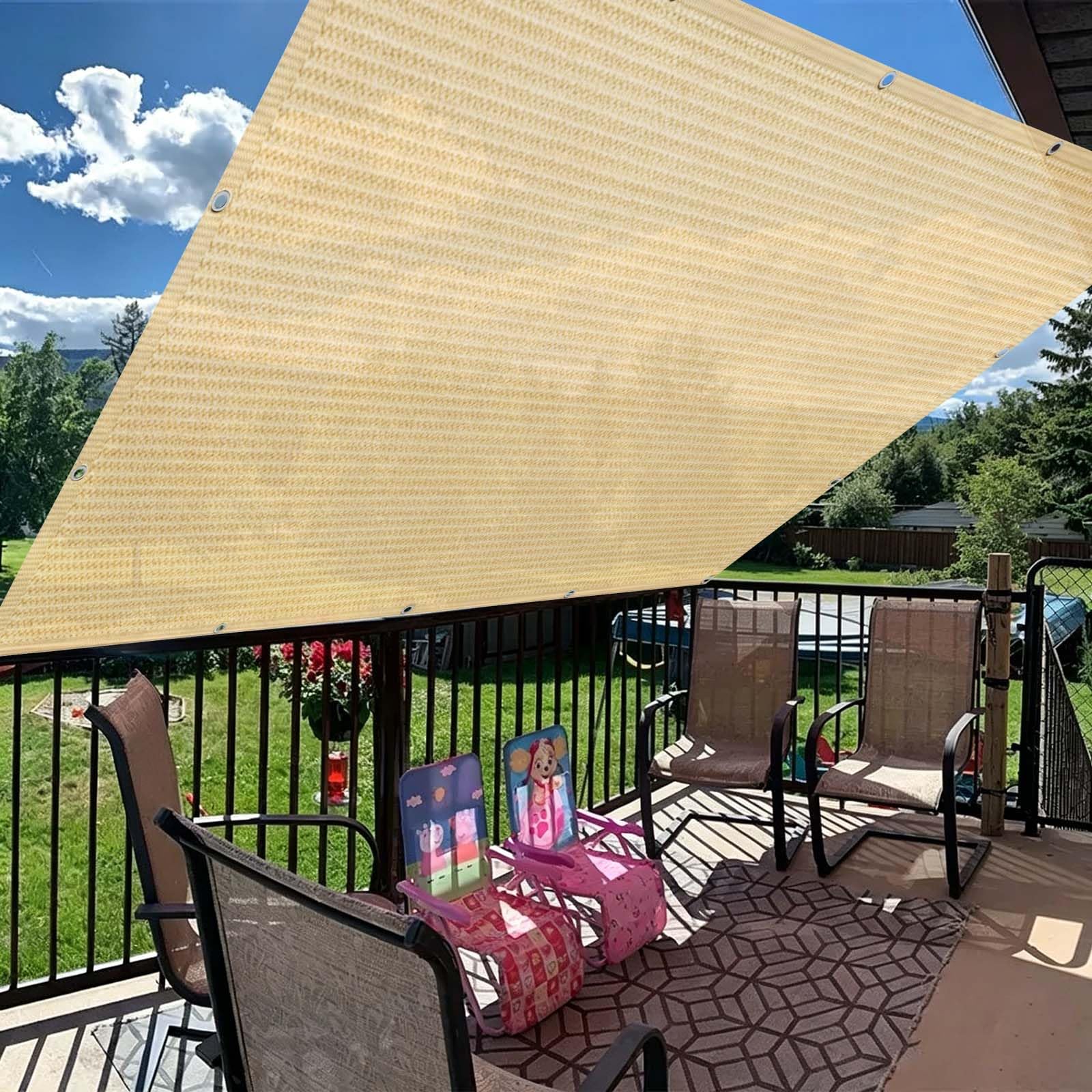 Voile d'ombrage anti-UV 95% en toile respirante sans perçage pour balcon