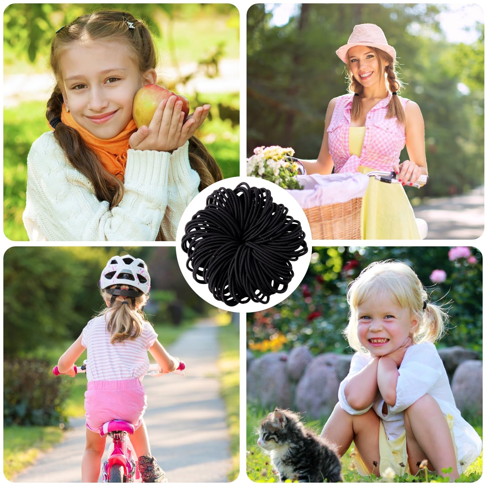 KEYRI 200 Piezas Gomas Pelo 2mm Coleteros Pelo Mujer Elástico Gomas Coleteros Pelo Niña Gomas Pelo Negras Durable Altamente Elástico Goma Pelo Gomillas Pelo Niña para Mujeres Niñas Hombres (Negro)