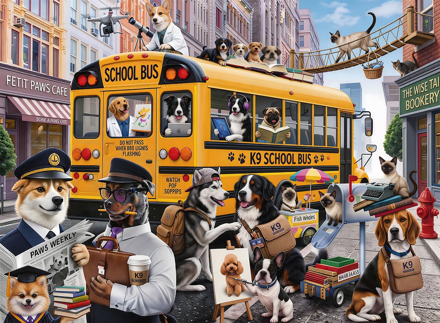 Puzzles for Kids Ages 6-8 8-10 200 Piece Puzzles Colorful Bus Dog Puzzle