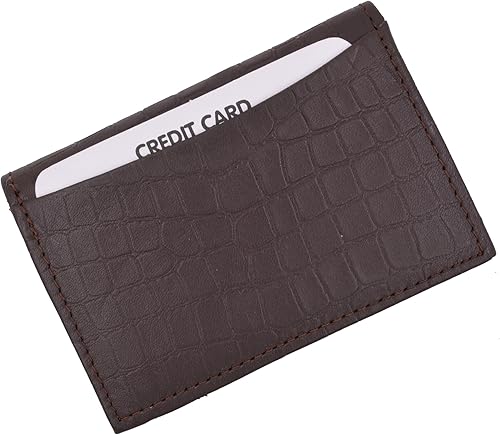 Miniatura 7 de Marshal - Tarjetero de piel RFID expandible para hombres y mujeres, Marrón Croco
