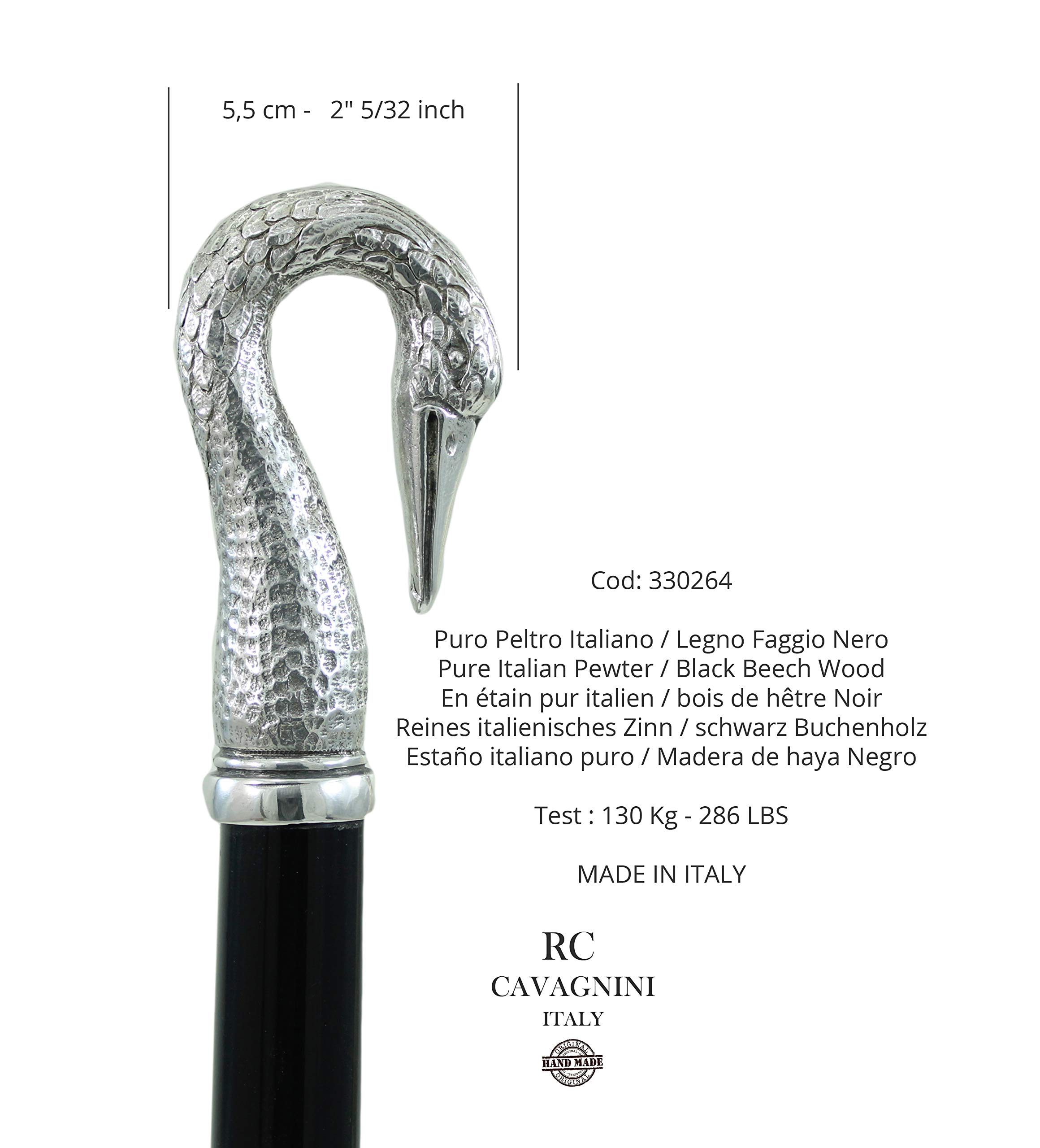 Bastón elegante y ergonómico, cisne. Bastones personalizables con grabado