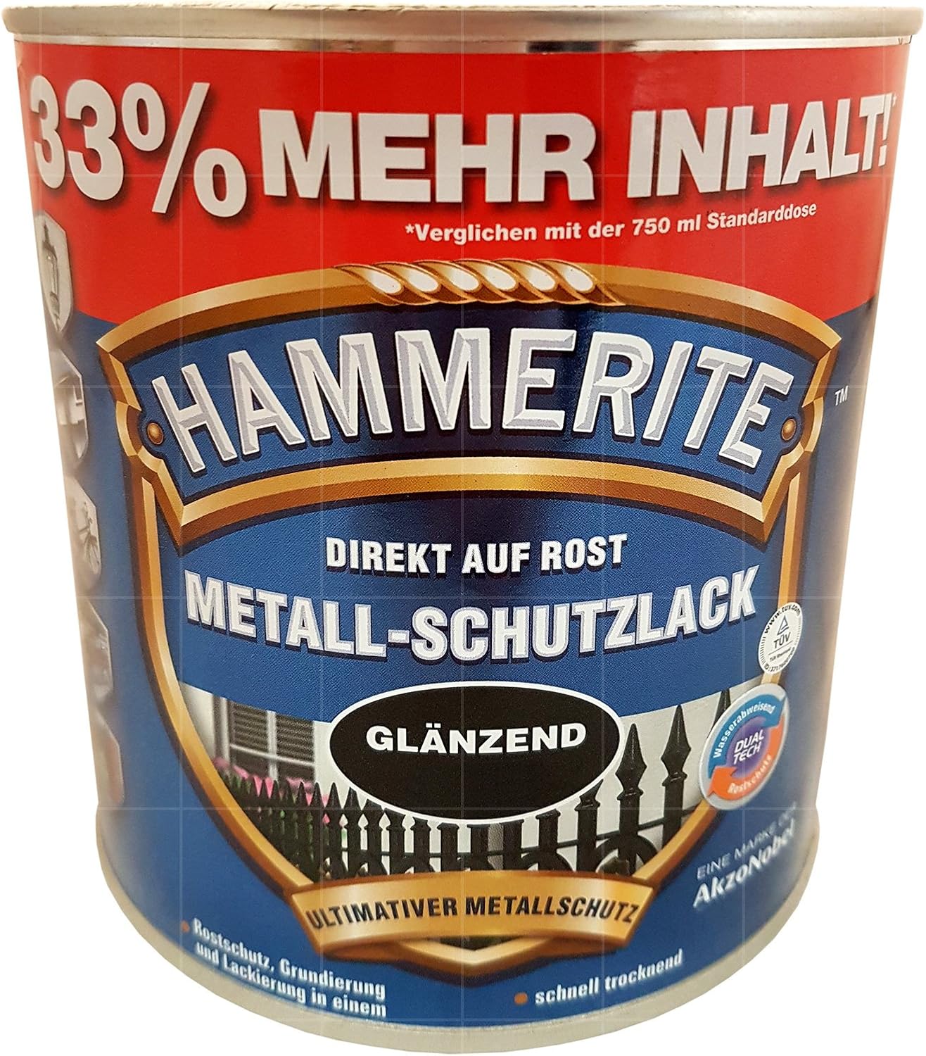 1L Hammerite Metallschutz Lack schwarz glänzend Amazon.de Baumarkt