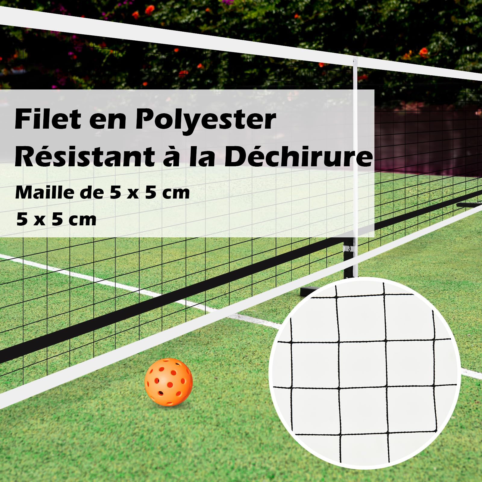 GOPLUS Filet de Pickleball Portable 670cm, Système de Filet de Taille Officielle, Tuyaux Métalliques&Filet en Polyester avec Sac de Transport en Oxford, Réglage Rapide, pour Intérieur Extérieur