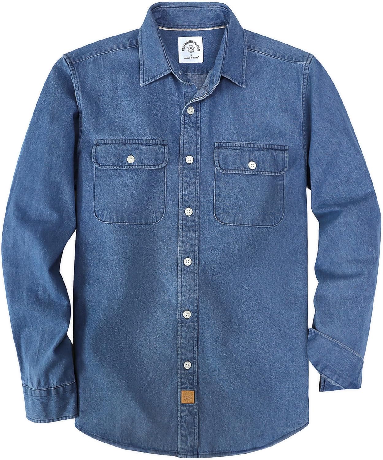 Dubinik® Mens Button Up Shirts Long Sleeve Casual Button Down Work Shirt Men Two Pocket Cotton with Comfortable