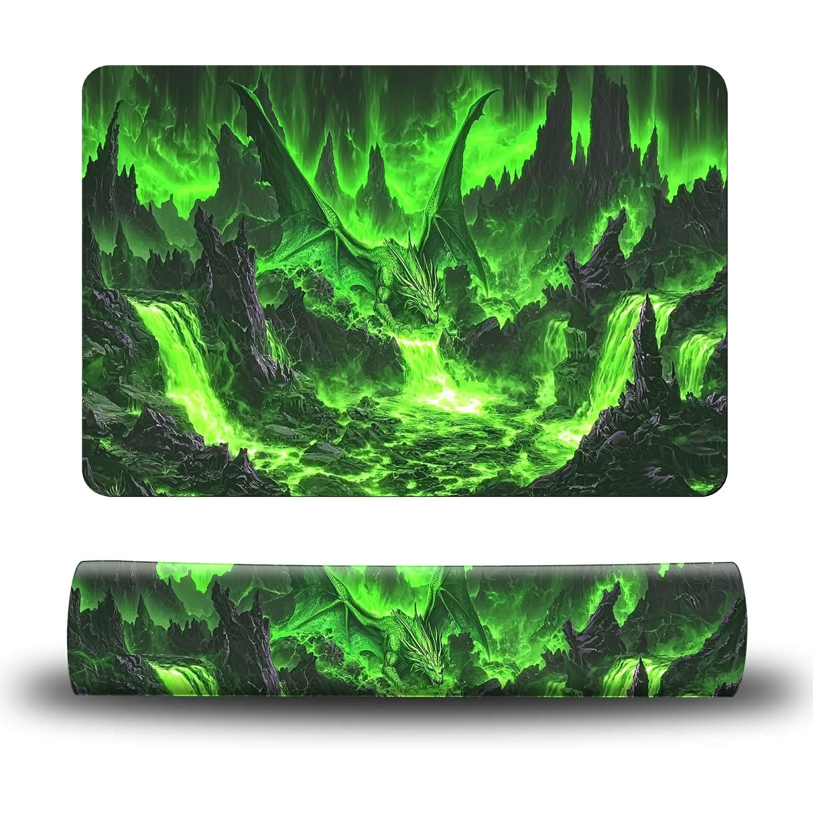 Dikoer Dog Food Mat, 19.6" x 23.6" Absorbent Pet Feeding Mat for Food and Water, Waterproof Diatom Mud Pet Placemat with Non-Slip Rubber Backing, Easy Clean Cat Bowl Mat for Floors - Green Mountains