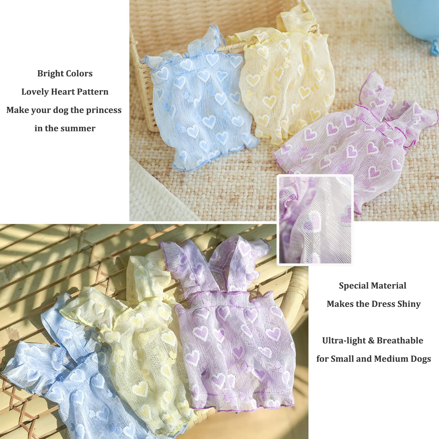 Harikaji Cute Small Dog Dress, Dog Sweet Skirt for Small Dogs, Doggie Sundress Dog Heart Dress for Summer(Purple,M)