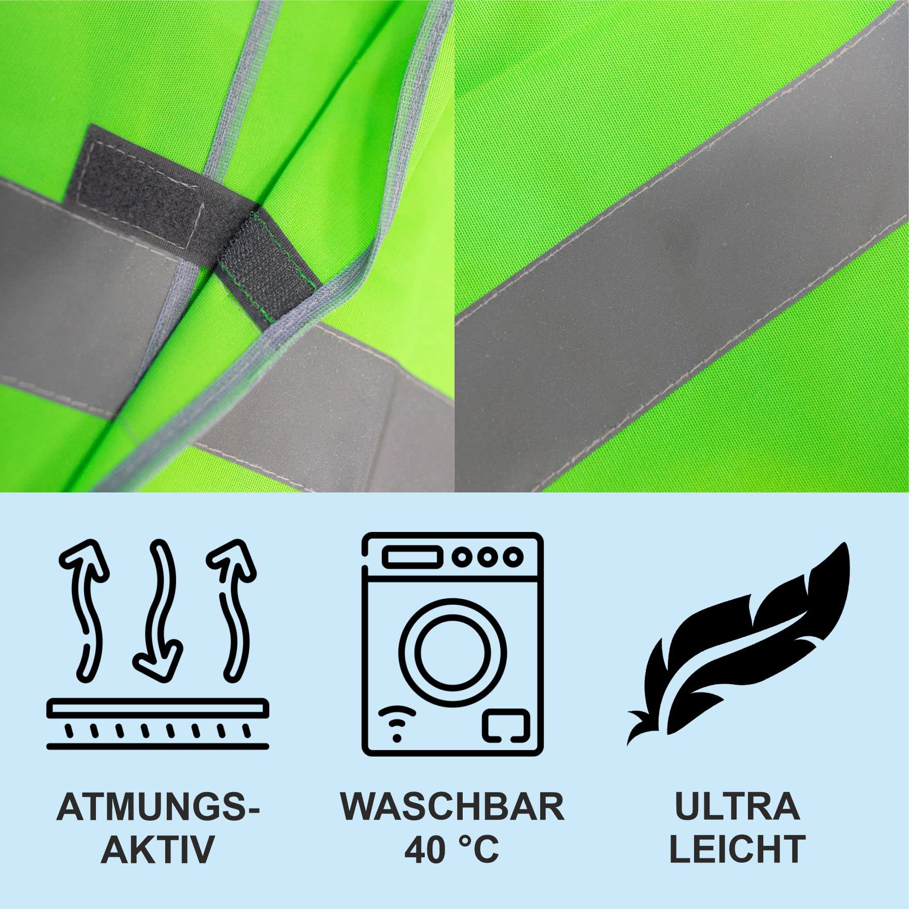 Sicherheitsweste GELB Warnweste nach EN ISO 20471 zertifiziert - Warn Weste für Ordner - Unisex mit hochwertigem Reflektorstreifen