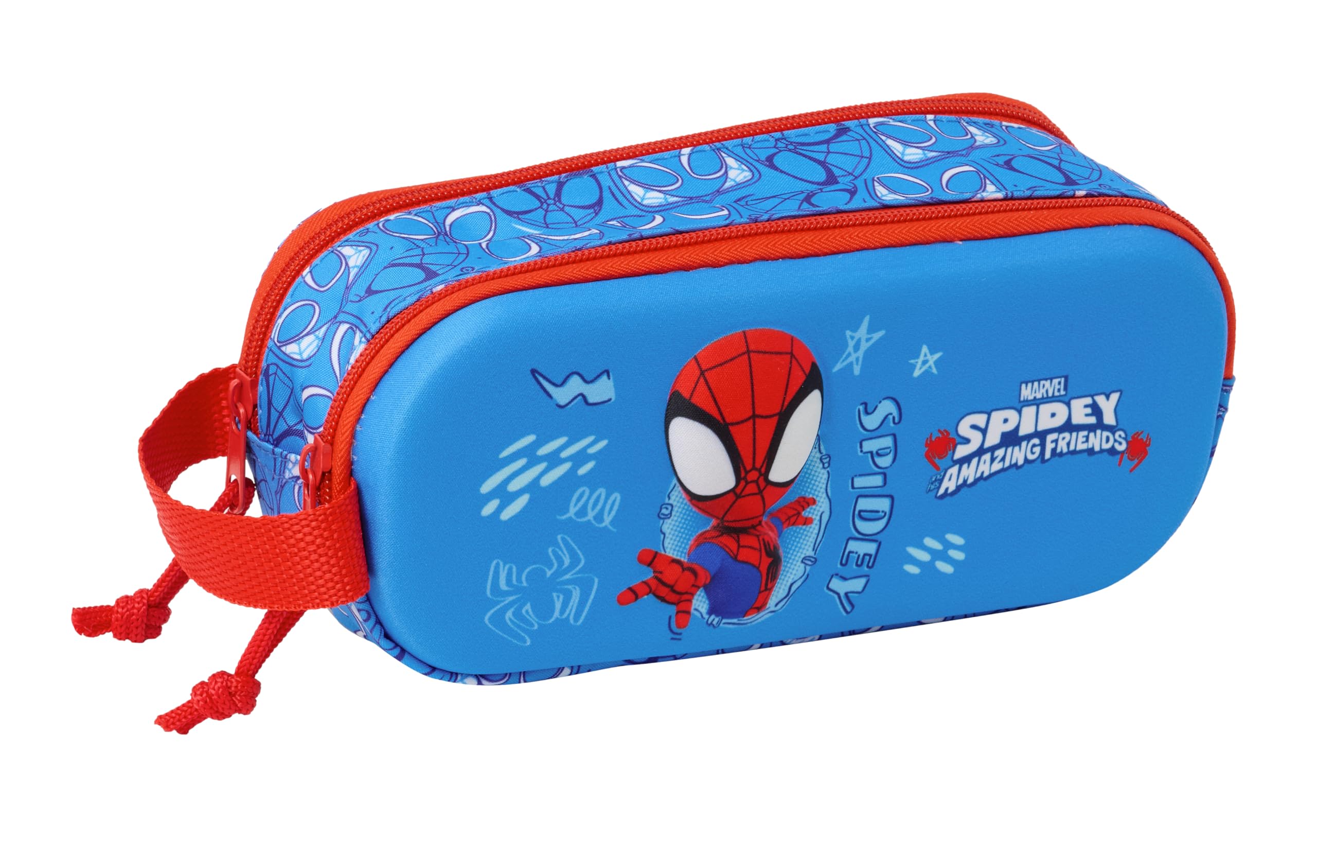 Safta Spiderman 3D dubbel etui voor kinderen, ideaal voor kinderen op
