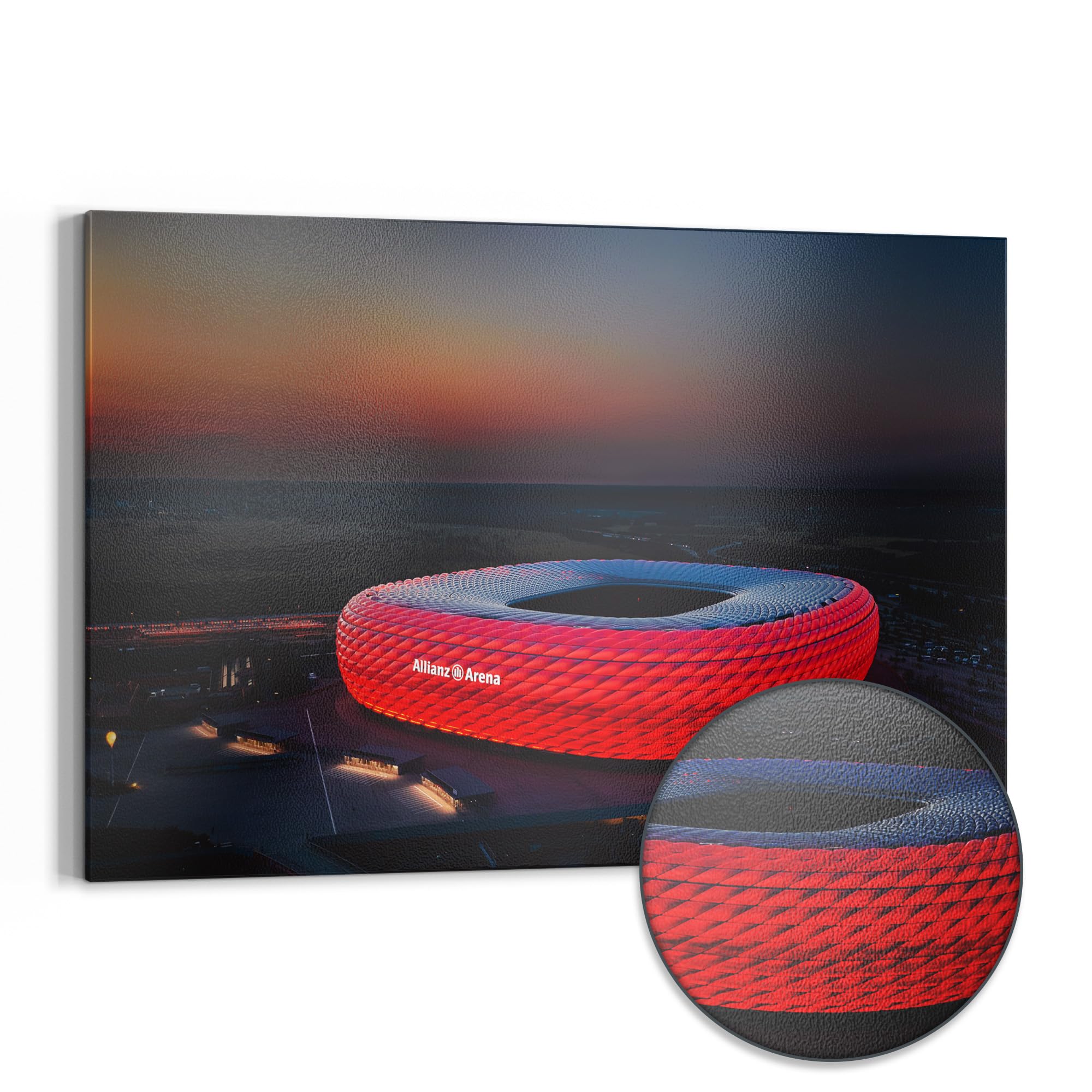 DEQORI Metalowa tablica magnetyczna, wymiary 90 x 60 cm, motyw "Allianz Arena, Monachium", tablica suchościeralna na wszystkie magnesy, tablica magnetyczna do kuchni i biura, designerska tablica do