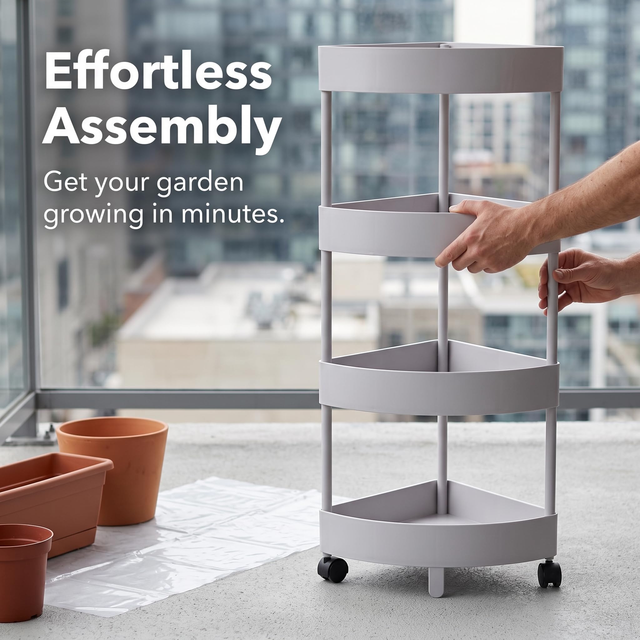 Multi Tier Cultivation St Tour de Culture Verticale Jardinière Empilable Potager Compact Plante Plastique Montage Facile Convient Serre Cuisine , Blanc , Triangle 4 couches
