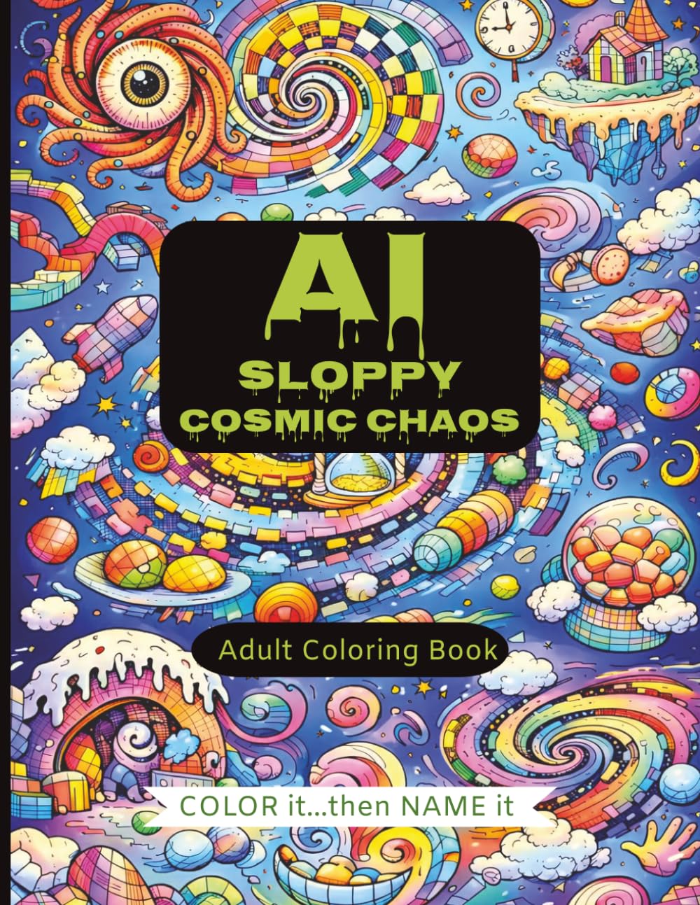 AI Sloppy Cosmic Chaos: A Unique Adult Coloring Book of Strange Planets, Aliens, Goo, and Weirdness / A Messy AI Generated Coloring Experience