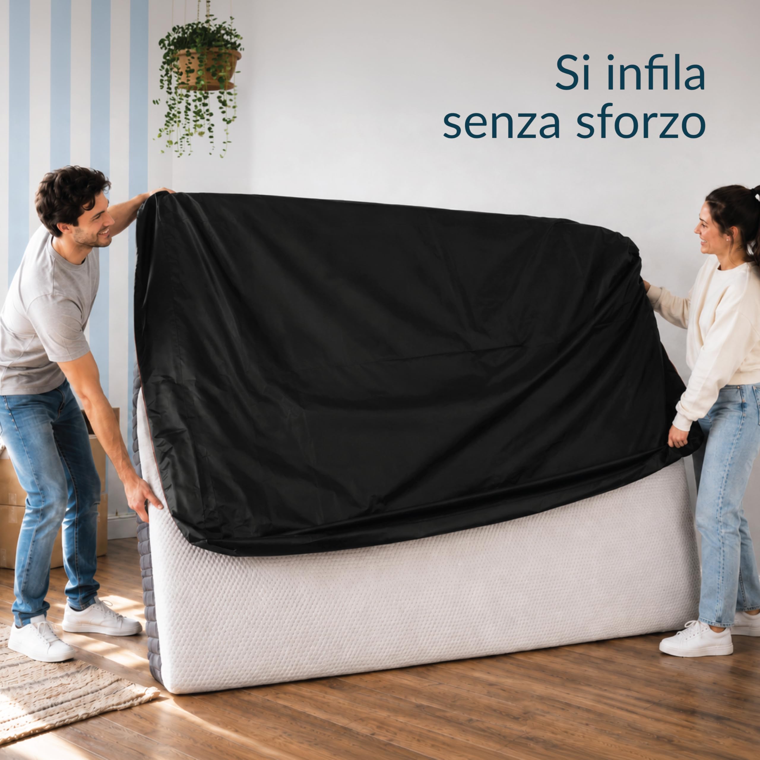 Twinzen Custodia Materasso Culla/Lettino 100x200 cm Trasloco e Stoccaggio, Spessore 25cm - Coprimaterasso con Zip e 4 Maniglie Oeko-Tex