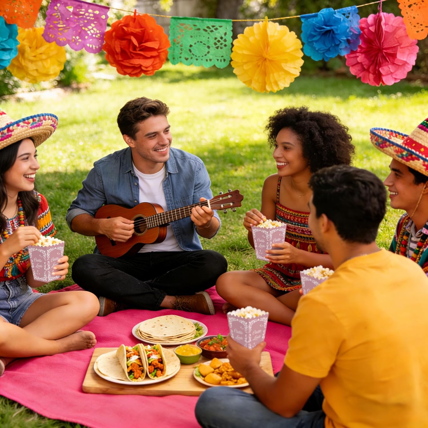 100 Pcs Cielito Lindo Party Boxes Mexican Candy Boxes Platos De Barro Mexicanos Popcorn Bowls Cinco De Mayo Treat Goodie Buckets Containers for Fiesta Mexican Baby Shower Party Favors (Pink) - Image 7