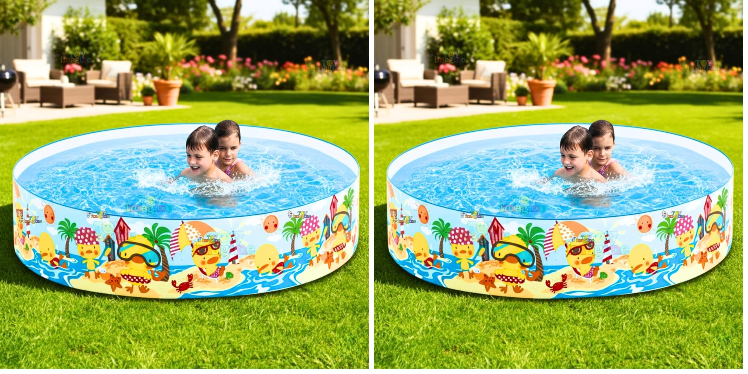 Toy Imagine 5ft Non Air Swimming Pool for Holi & Summer | No Pump Required Portable Snapset Foldable Kids & Family Splash Pool | Garden Backyard Water Play Pool (Pack of 2)-image-39
