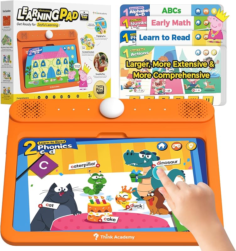 Learning Pad with Flash Cards for 3 4 5 Years Old Boys Girls | 140 Themes, 11'', Screen Free, Interactive Educational Toy, Learn Alphabet, Numbers, Early Math, Logic, Nature and Daily Life