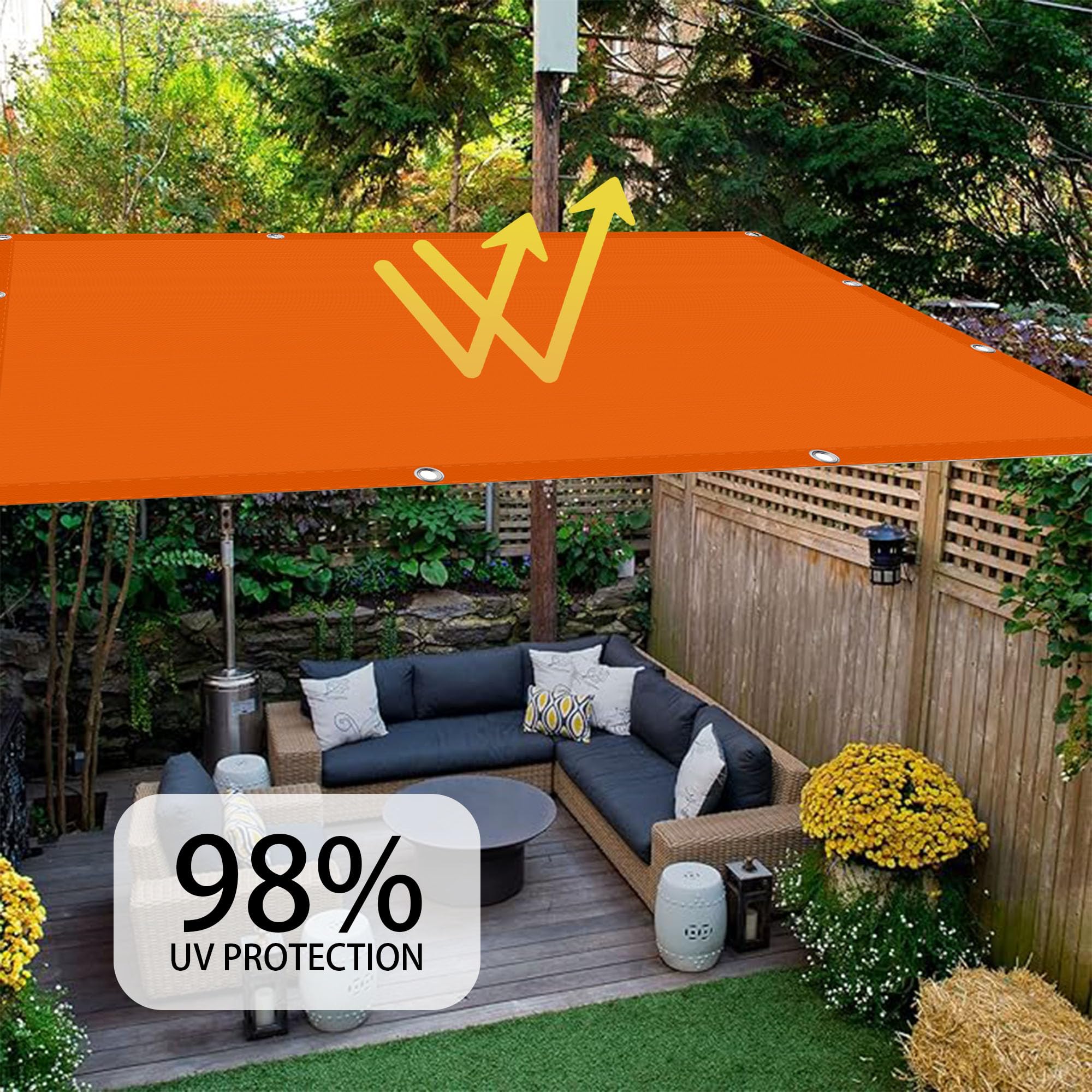 Sonnensegel Rechteckig 5 x 7 m UV Schutz Sonnensegel Balkon Segeltuch Sonnenschutz für Außenbereich, Garten, Camping, Terrasse, Orange