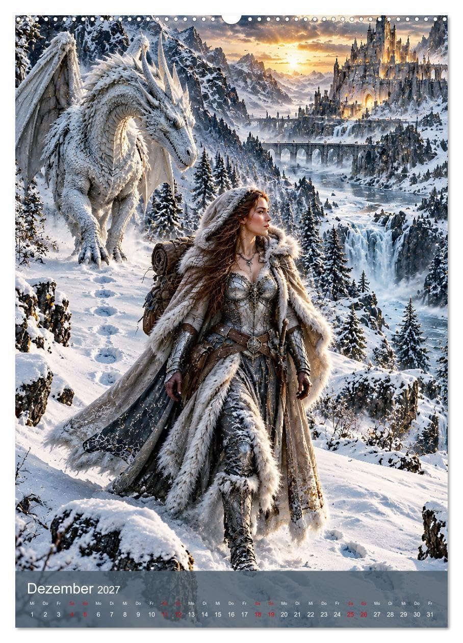 Drachenträume in magischen Welten (hochwertiger Premium Wandkalender 2027 DIN A2 hoch), Kunstdruck in Hochglanz: Magische Begegnungen mit mächtigen Drachen