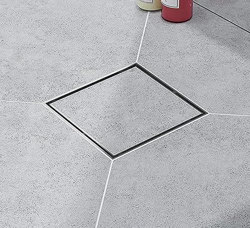 Miniatura 2 de Elefloom Drenaje de ducha cuadrado, drenaje de ducha de 6 pulgadas con cubierta de inserción de azulejos 2 en 1, drenaje de piso de ducha de acero