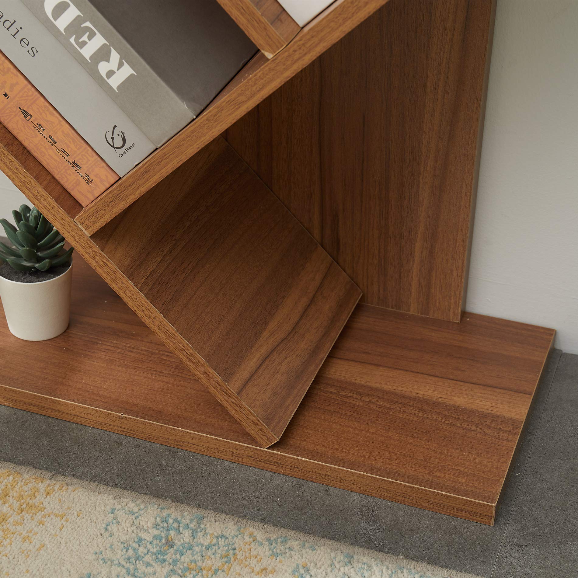 Rebecca Mobili Libreria ad Albero marrone, scaffale 10 ripiani, legno, stile contemporaneo, ufficio salotto - Misure: 160 x 44,5 x 22cm (HxLxP) - Art. RE6029