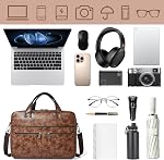 Shrrie Sac de messager en cuir pour femmes 16 inch Womens Portable Bag,Slip vintage imperméable pour les femmes Bureau,Travail
