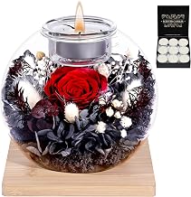 Eternal Rose, Birthday Gifts for Women, Real Eternal Roses with Glass Lid, Gifts for Women, Sisters, Girlfriends for Birthday, Thanksgiving, Christmas (Red)
