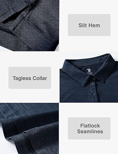 Miniatura 6 de TBMPOY Polo de golf para mujer, manga corta, UPF 50+, ajuste seco, atlético, camiseta deportiva con cremallera