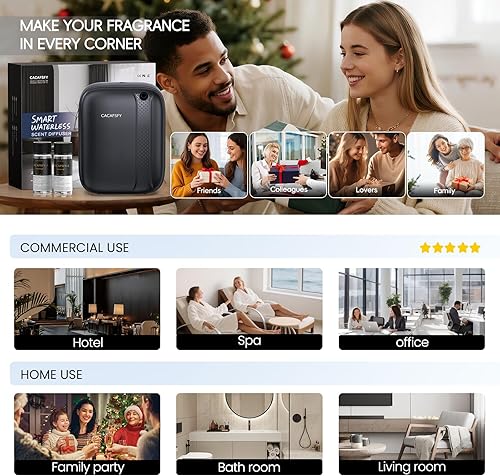 Miniatura 8 de Difusor de aceite esencial sin agua, (2 fragancias de 1.7 fl oz incluidas) 3000 pies cuadrados de cobertura de 13.5 fl oz de capacidad, difusor de