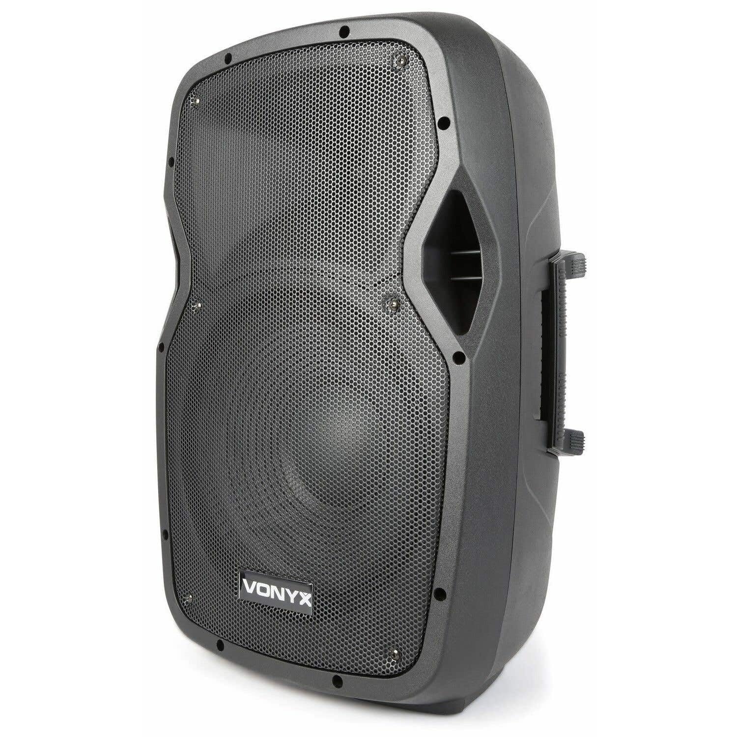 Vonyx AP1200PA Enceinte Sono Portable avec Micros sans Fil - 600W Max, Bluetooth, USB/SD/MP3, Boomer 12", Batterie Intégrée, avec Poignée Télescopique et roulettes pour Les Déplacements