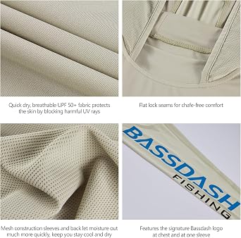 BASSDASH UPF 50+ Mens UV Sun Protection Long Sleeve Performance Fishing Hoodie Hooded Shirts