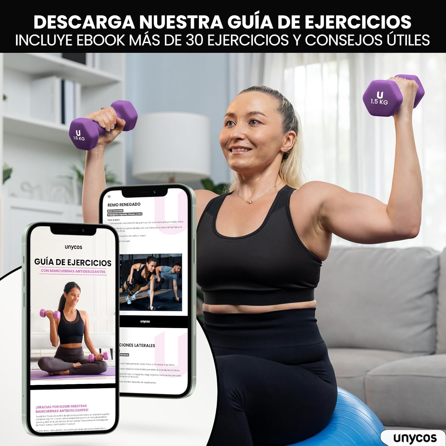 Pesa para Pilates unycos con diseño ergonómico y goma antideslizante