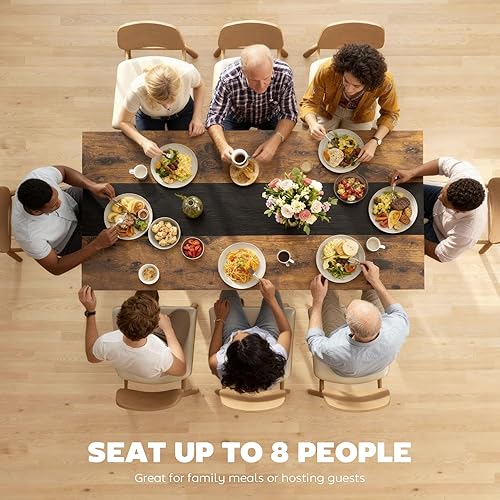 Miniatura 4 de HOMCOM Mesa de comedor industrial para 8 personas, mesa de cocina rectangular de 70.9 pulgadas de largo con mesa grande y patas de acero para