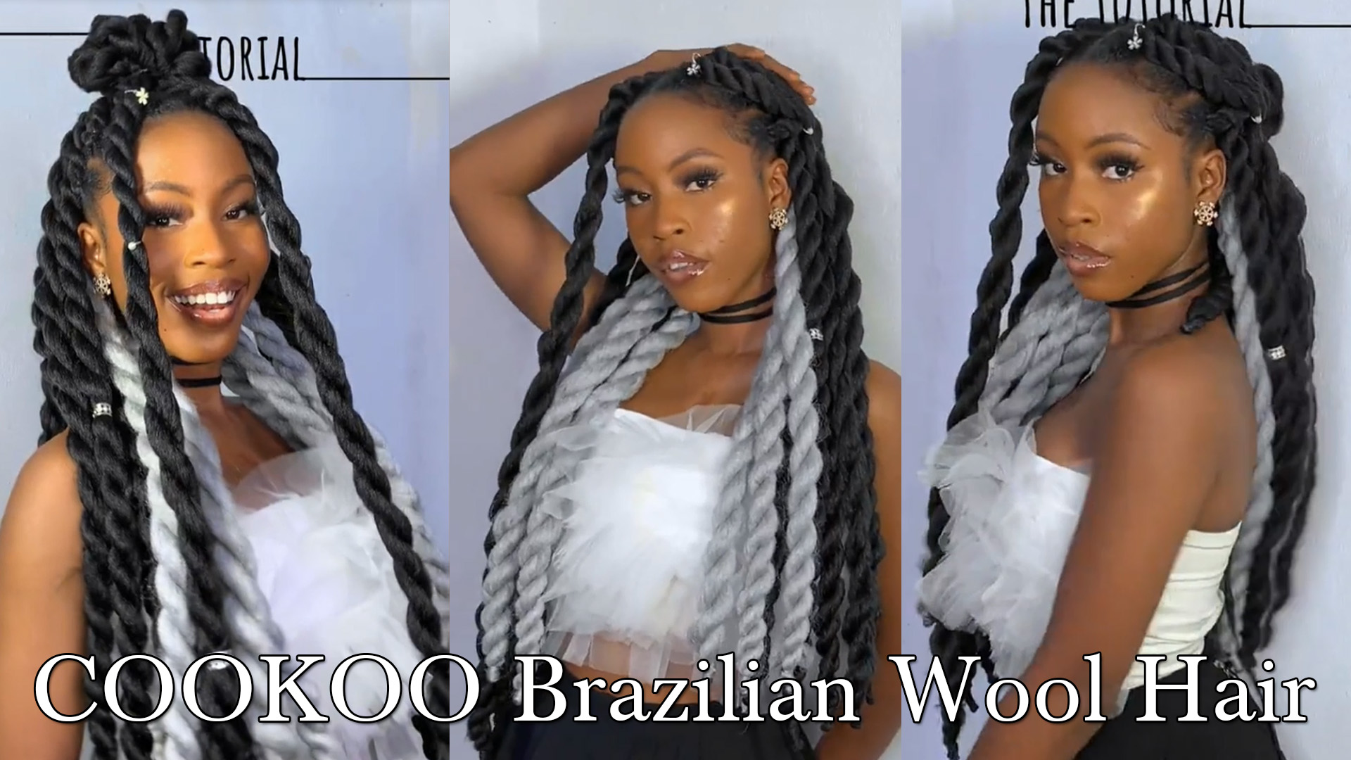 Amazon.com : COOKOO 8 Roll Natural Black Brazilian Wool Hair Yarn