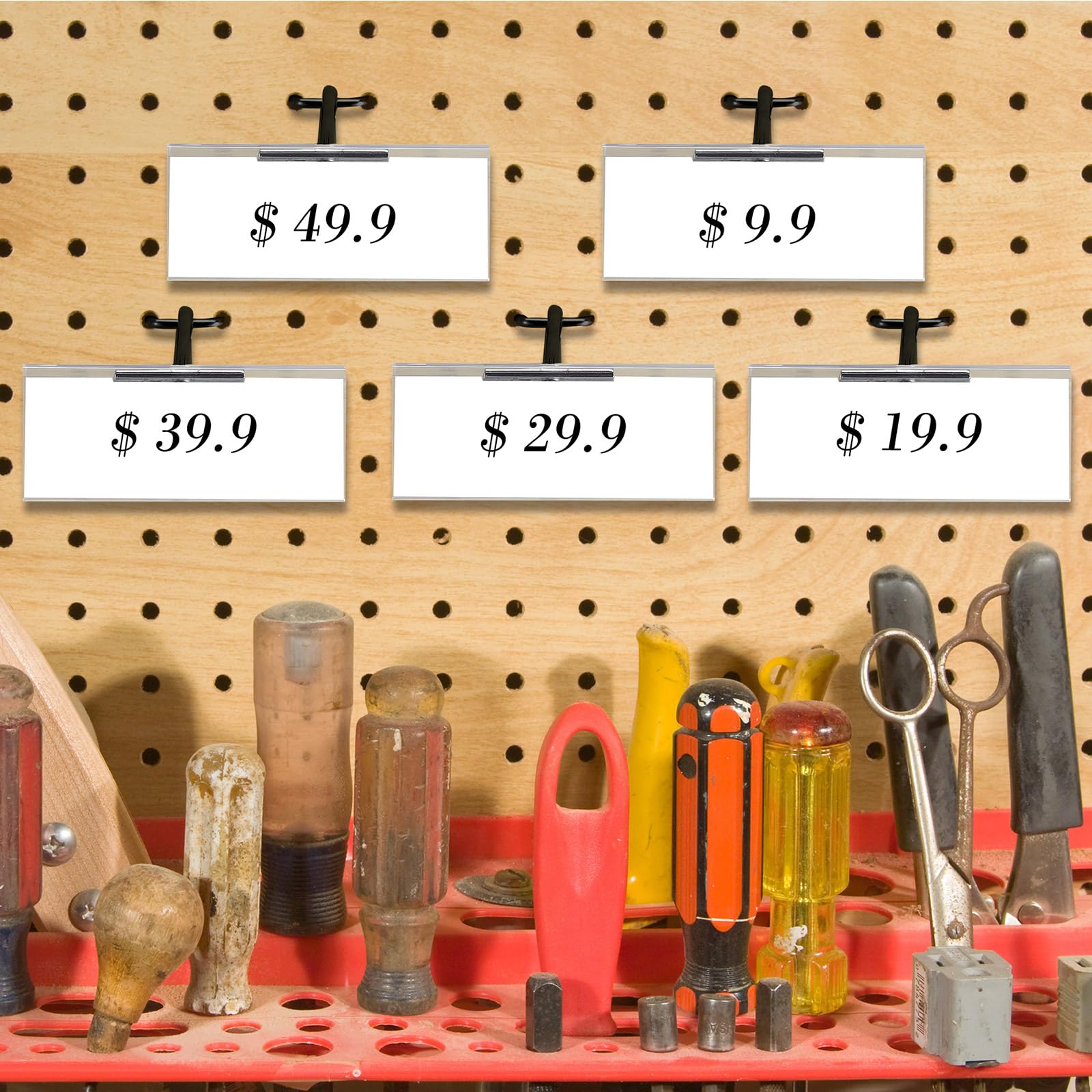 Metal Peg Board Tandefio 100-Pack 8 Inch Black Metal With Clear Label Holders - For 1/8" To 1/4" Pegboards, Garage & Retail Pegboard Hooks