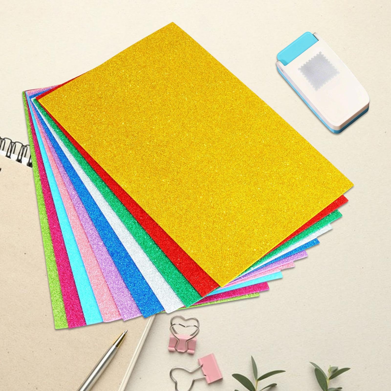 Troqueladora cuadrada para cartulina, herramienta de borde con forma de troquel, adecuada para manualidades, álbumes creativos personalizados, 10 papeles con purpurina