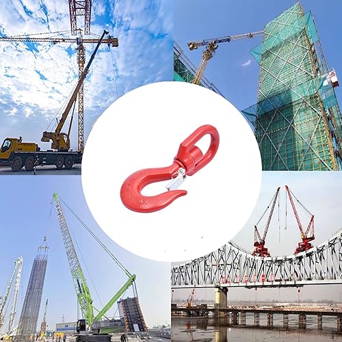 Miniatura 7 de Gancho de elevación giratorio de 1 tonelada con pestillo de seguridad, gancho giratorio de elevación de 38 pulgadas resistente