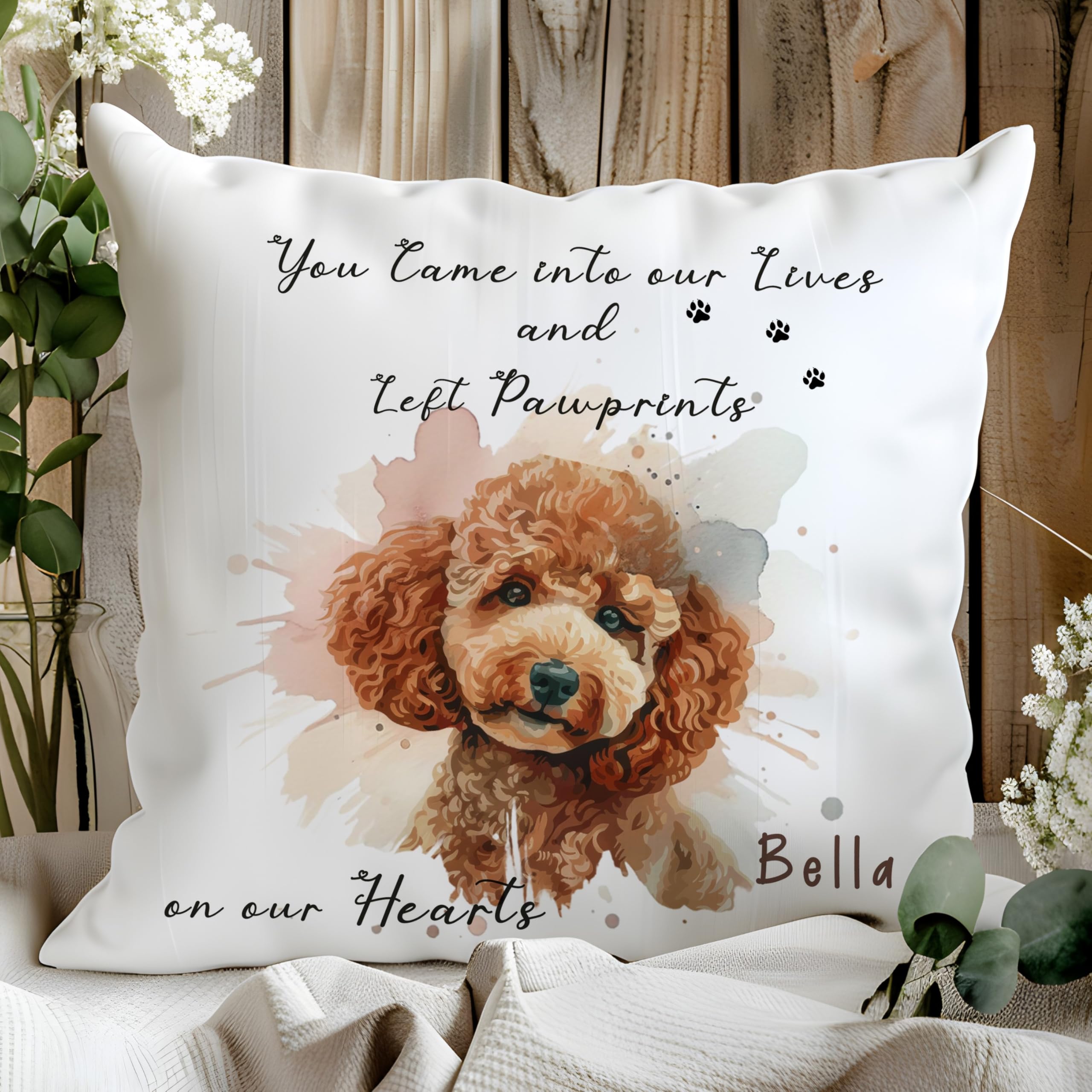Own Photo Personalised Custom-Made Bespoke Memorial Memory Cushion Pet Loss Throw Pillow Dog Puppy Pup Cover Insert Name Comfort Message Special Printed Personalized Sympathy Gift — image 1
