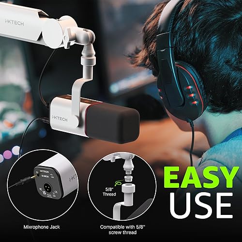 Miniatura 6 de IXTECH Micrófono dinámico cardioide con cubierta de micrófono, micrófono USB XLR vocal para podcasting, transmisión, grabación, juegos y voz en off