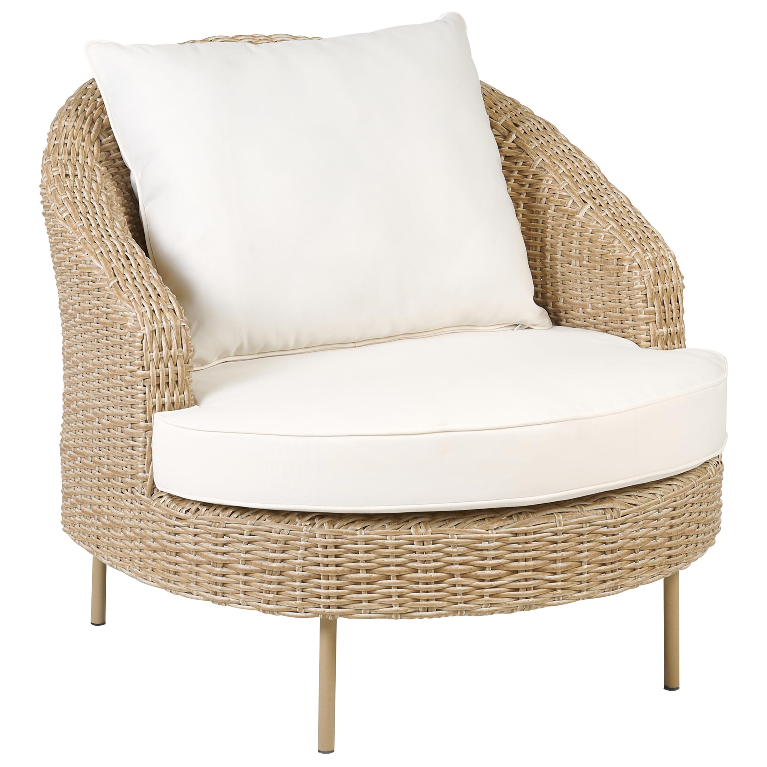 Beliani Silla de ratán Beige Blanco Natural con reposapiés sintético Cojines Arcille