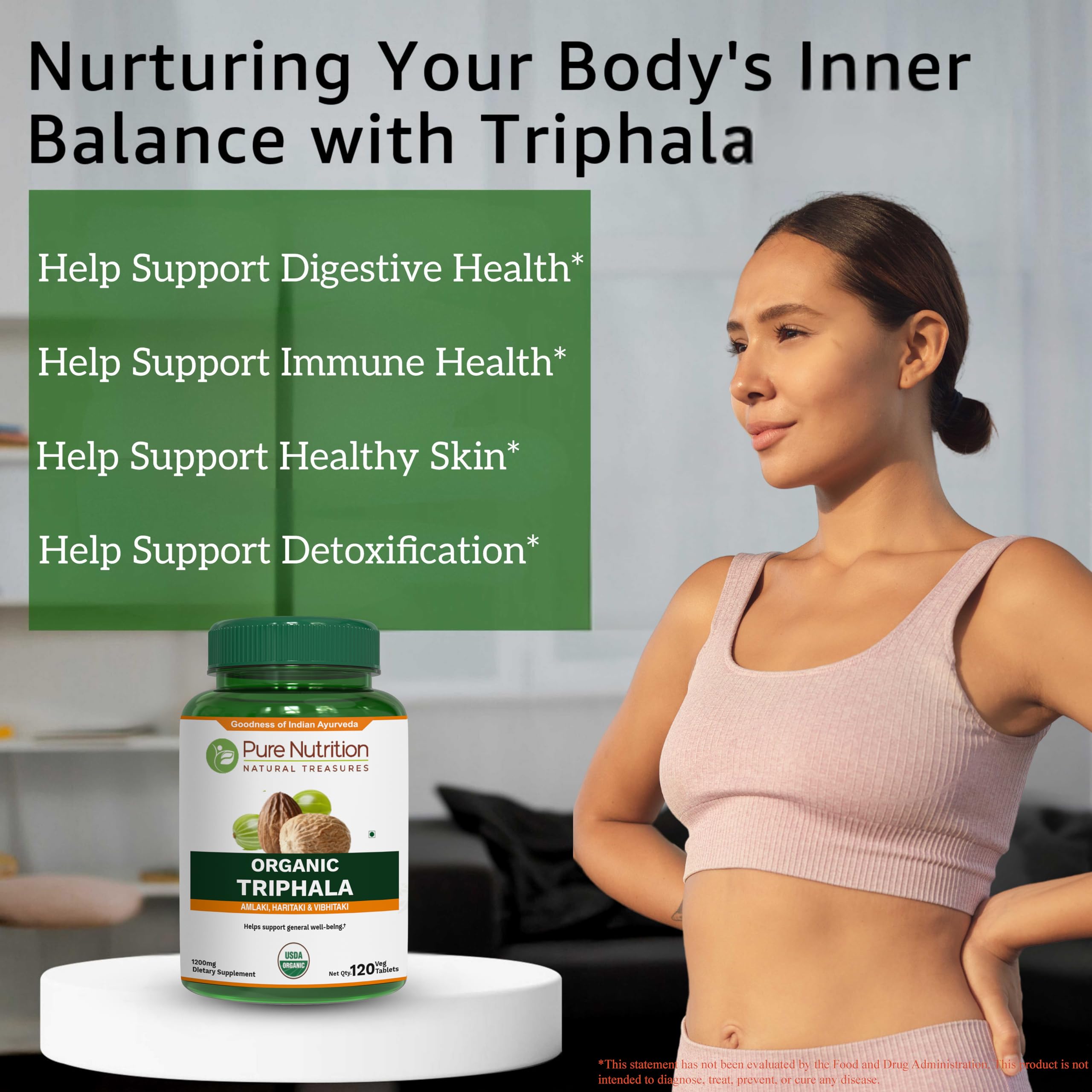 Pure Nutrition Organic Triphala Tablet - 1200mg | 120 Count | USDA Organic | Powerful Blend of Amlaki + Haritaki + Bibhitaki to Support Healthy Digestion | Non-GMO | Gluten-Free — Amazon image 5