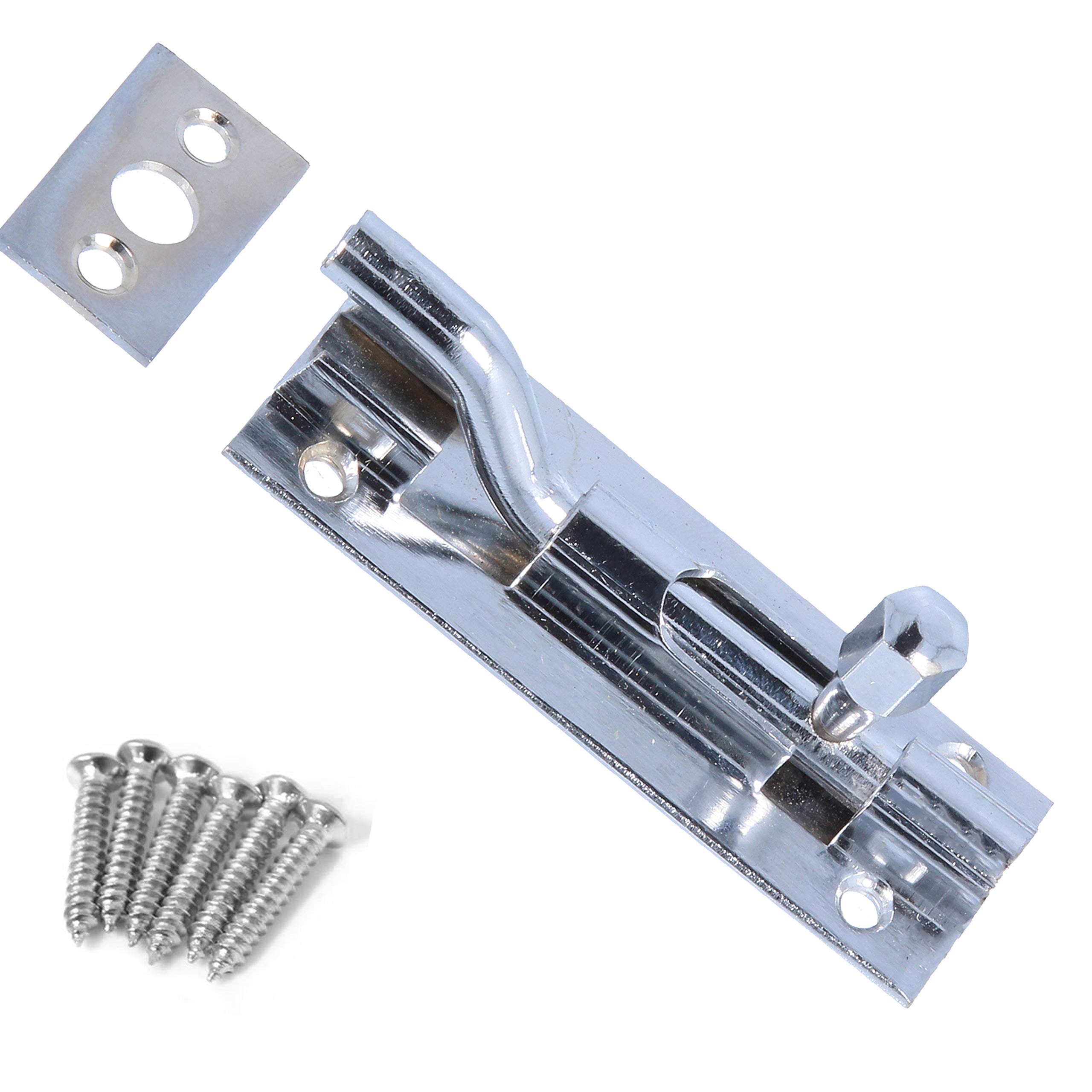 White Hinge Silver Offset Slide Bolt 1" (75Mm) Bathroom Toilet Door Lock Latch Catch Officewc Small