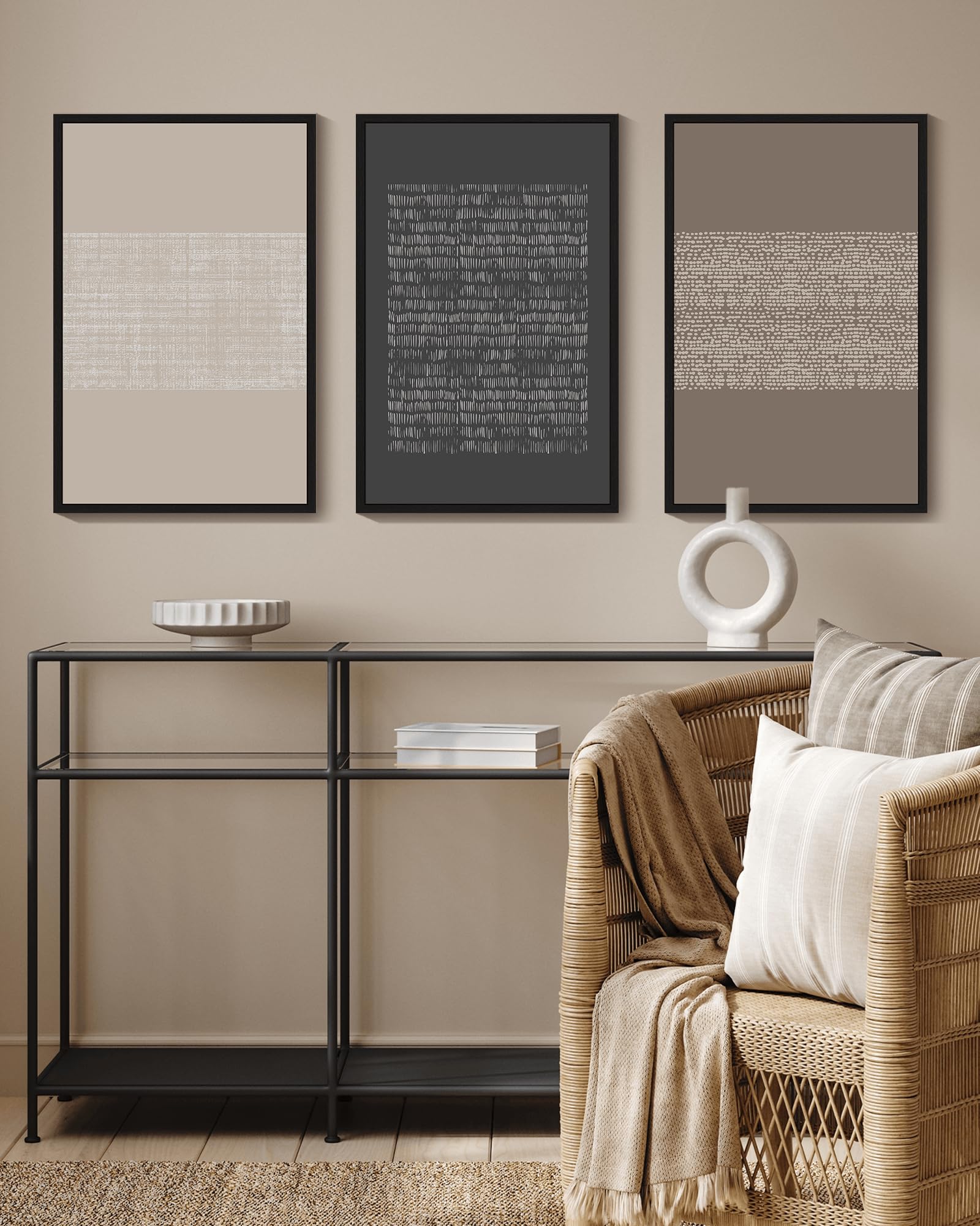 KBKBART Stampe artistiche da parete minimaliste, stile bohémien, astratto, neutro, nero, beige, da donna, motivo floreale, decorazione eclettica per la casa per la stanza