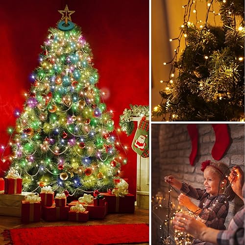 Miniatura 5 de VIL Luces inteligentes para árbol de Navidad, 6.6 pies, 16 líneas, 400 RGB LED, multicolor cambiante, control por aplicación de voz, para interiores