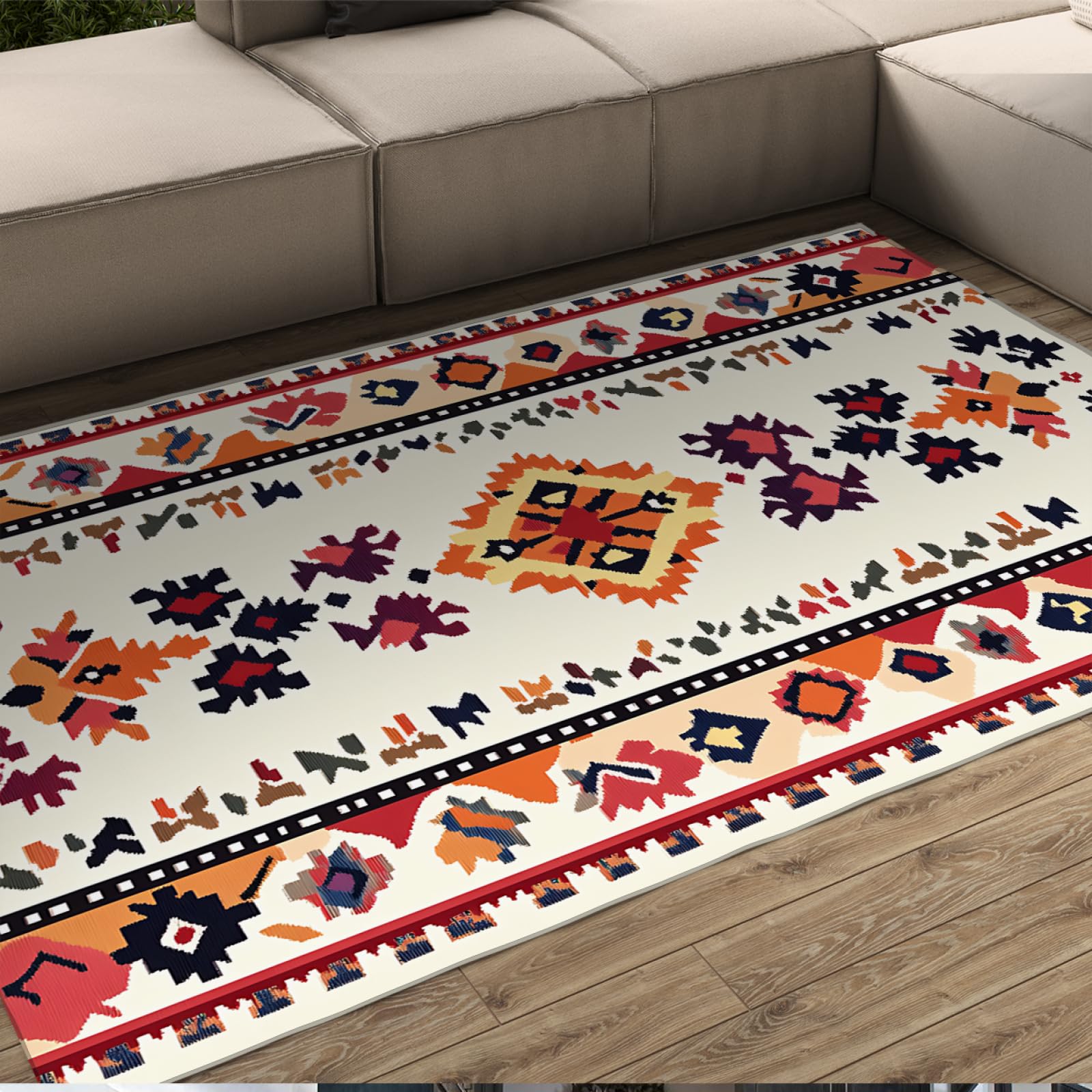Tapis cuisine et buanderie vintage à motif floral traditionnel 160x200cm