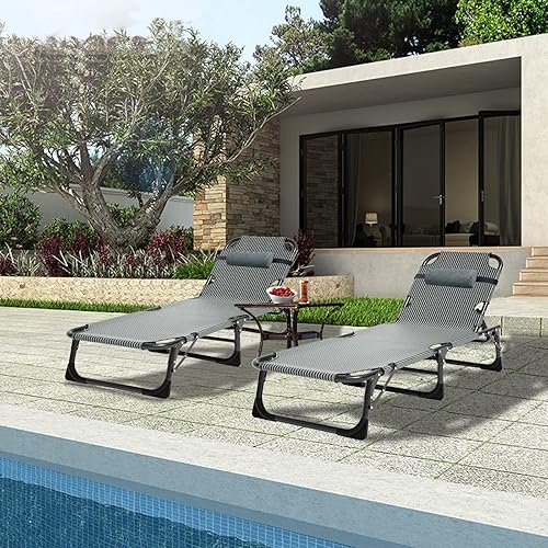 Miniatura 5 de ABORON Sillón de patio con colchón, silla de jardín 3 en 1, resistente al aire libre, silla de camping portátil plegable de gran tamaño