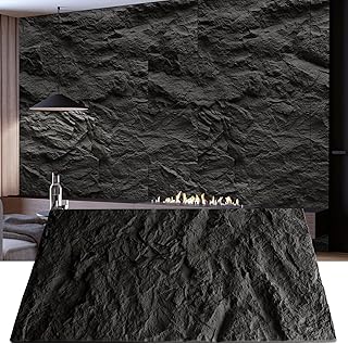 KASARO 3D Faux Stone Wall Panels, 4 PCS PU Wainscoting Panel for Interio...