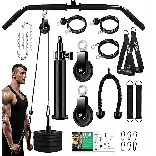Home Gym Tricep Workout Pulley System for LAT Pulldown, Biceps Curl, Triceps, Shoulders, Back, Forearm Workout, Weight Cable Pulley System for Squat Rack, Garage